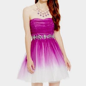 B Darlin Strapless Purple Ombrée Dress